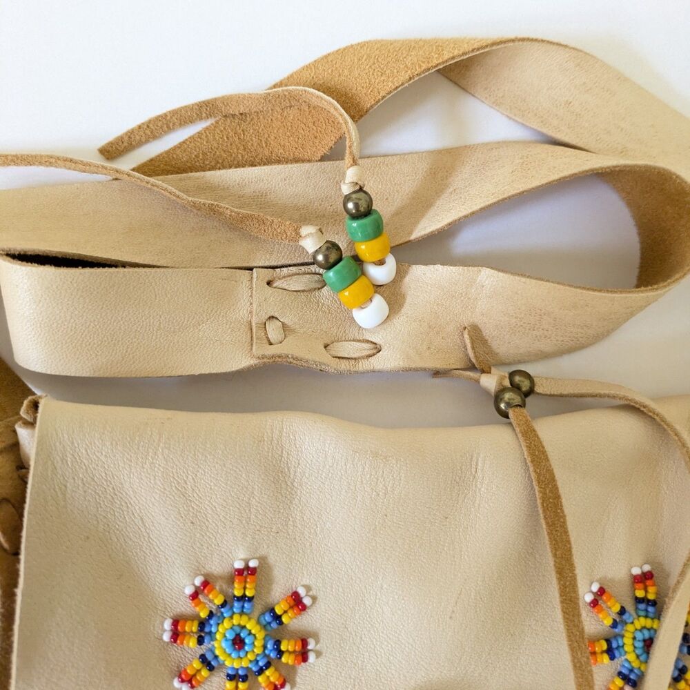 Doug Fast Horse Oglala Lakota Native American Beaded Leather Fringe Shoulder Bag - Picture 9 of 16